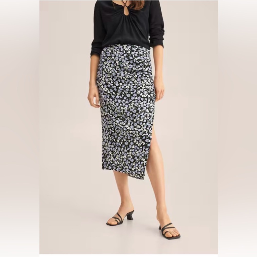 Floral print midi skirt